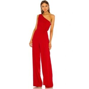 Jay Godfrey Paola Elegant Red One-Shoulder Jumpsuit